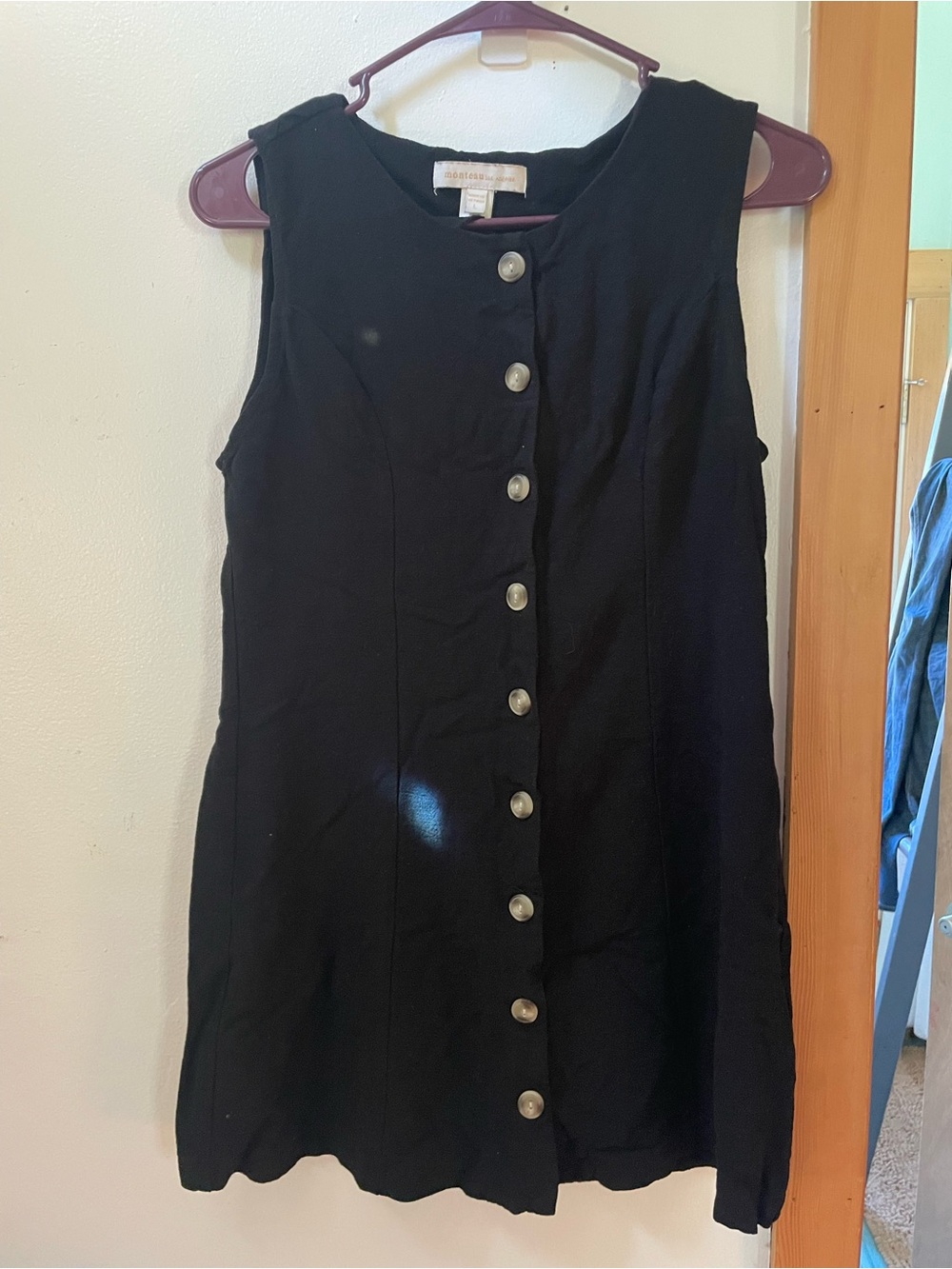 Black Sleeveless Button-Front Mini Dress
